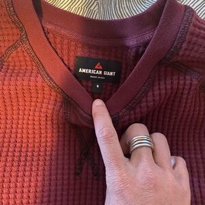 Mens American Giant waffle long sleeve crew